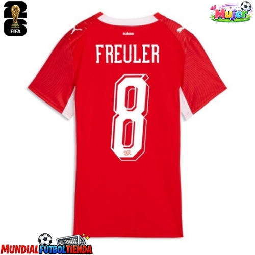 Camiseta Suiza Remo Freuler #8 Primera Equipación Replica Mundial 2026 para mujer mangas cortas